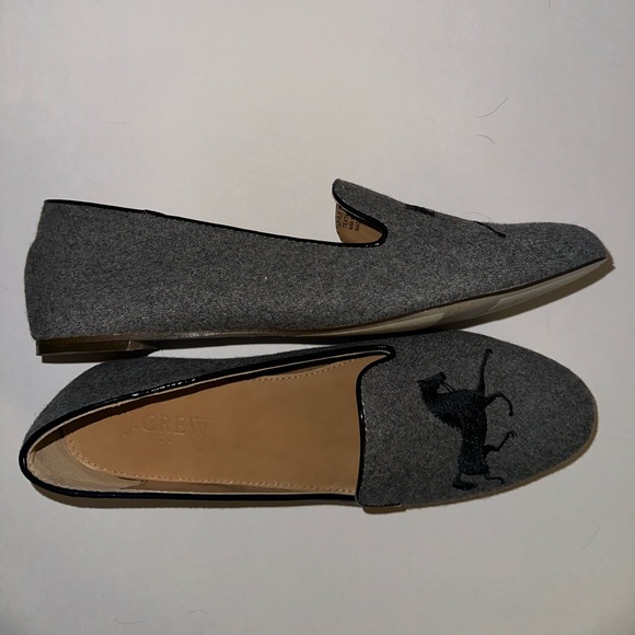 J. Crew Gray Flats with Black Horse Design - Picture 2 of 6